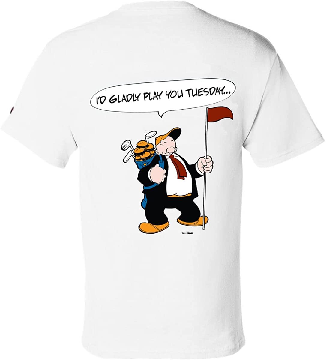 Popeye Wimpy Golf Unisex I'd Gladly Play You Tuesday Print T-Shirt