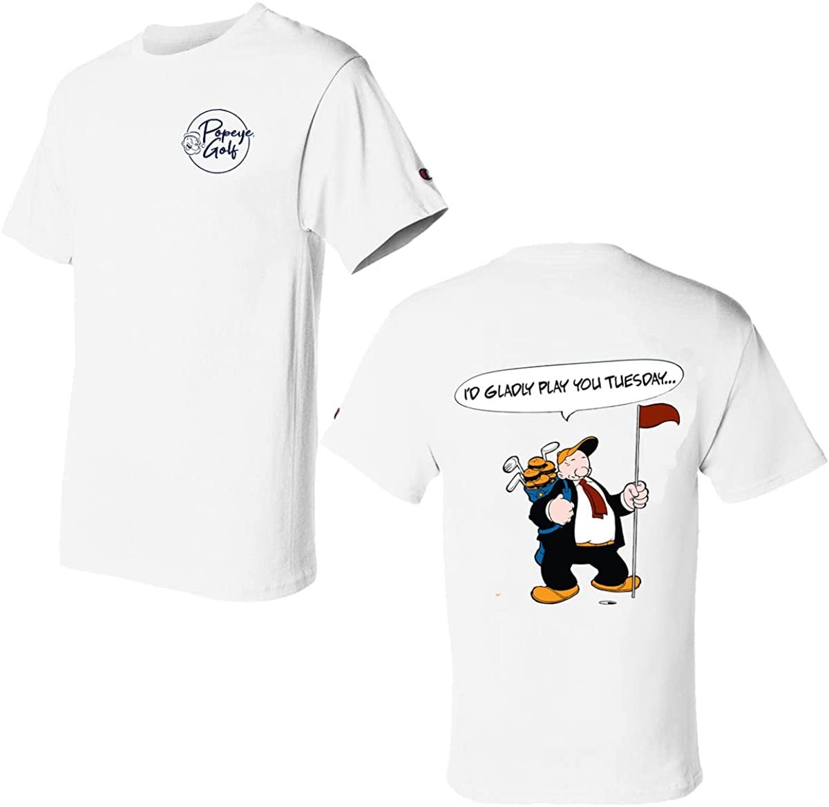 Popeye Wimpy Golf Unisex I'd Gladly Play You Tuesday Print T-Shirt