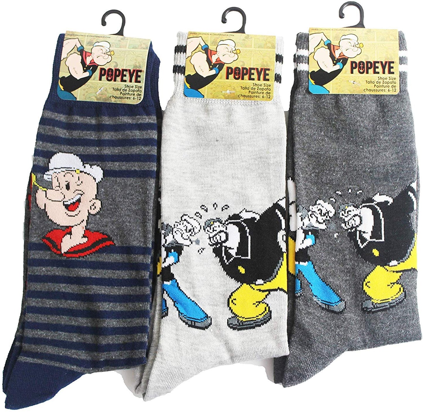 Popeye the Sailor Man Unisex 3-Pack Crew Socks